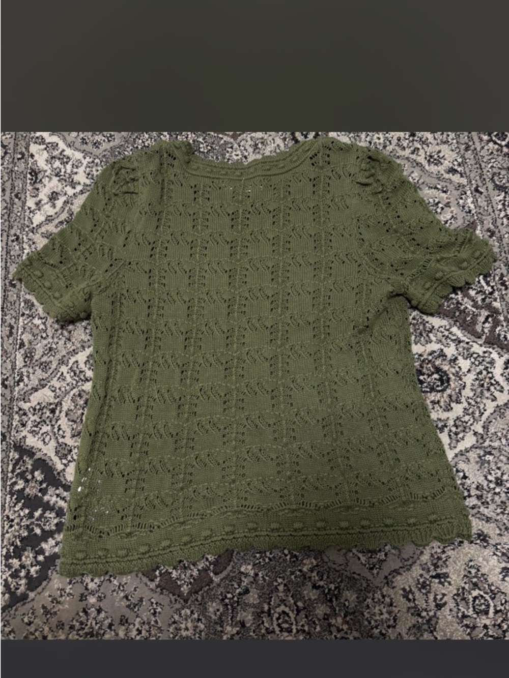Anthropologie Olive Green Knit Short-Sleeve Women's Top - Picture 3 of 3